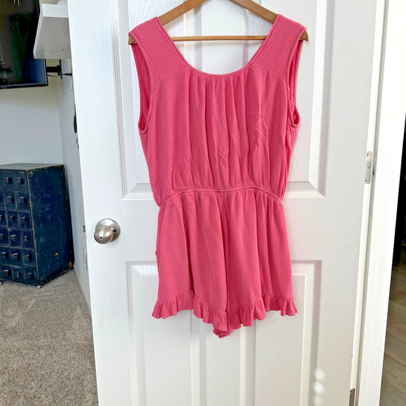 kori america plus pink romper xl women’s sleeveless ruffle hem summer outfit - Picture 3 of 7